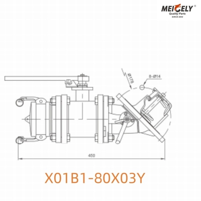 X01B1-80X03Y 탱크 트럭용 나비 밸브 조립 장치와 함께 발 밸브