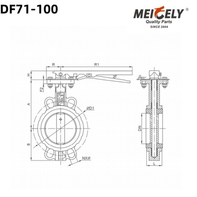 고품질 배터플라이 밸브 DF71-100 D72 물 탱크 트럭